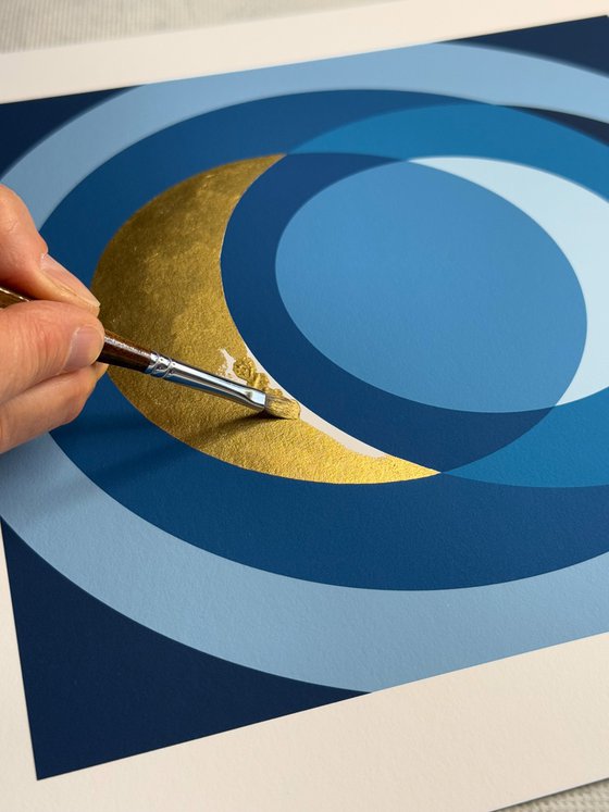 Fine Art Print & Gold painted. Blue