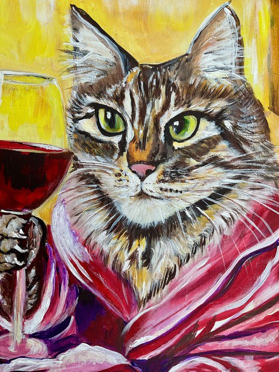 Cat and wine.