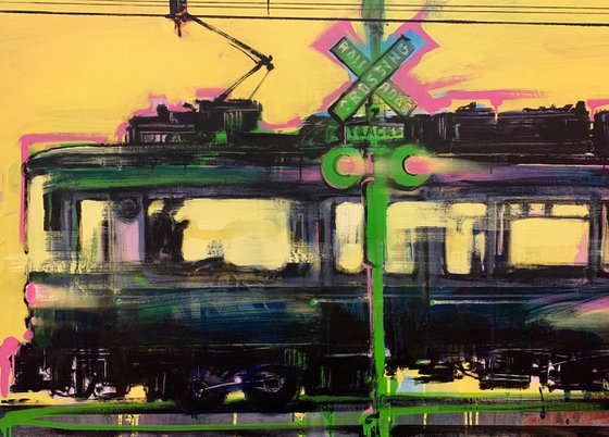 XXL Big painting - "Rail crossing" - Train - Urban - Railway - Truck - Street art