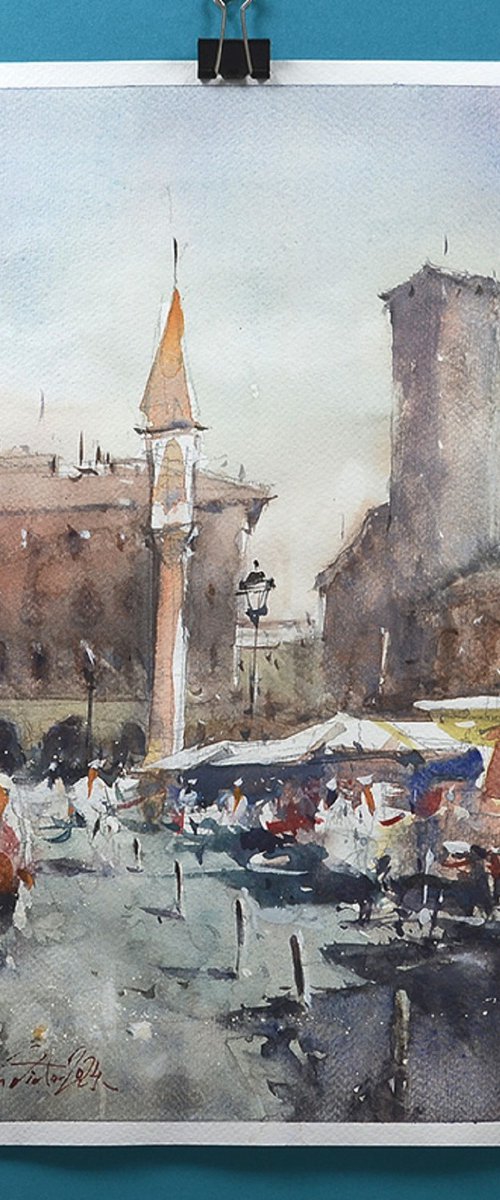 Padova, urban watercolor. by Marin Victor