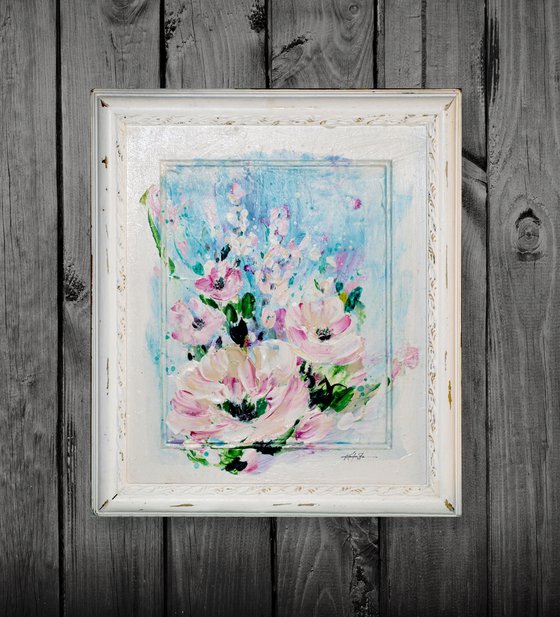 In The Cottage Garden 4 - Framed Floral Painting by Kathy Morton Stanion
