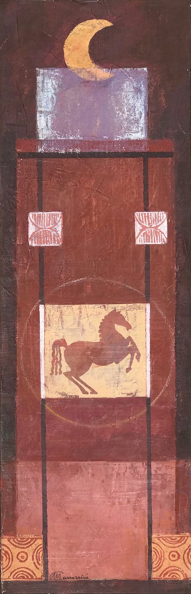 Graphic Painting , Totem 3 By Marcello Carrozzini, 9 X 28, Artwork For Sale On Artfinder