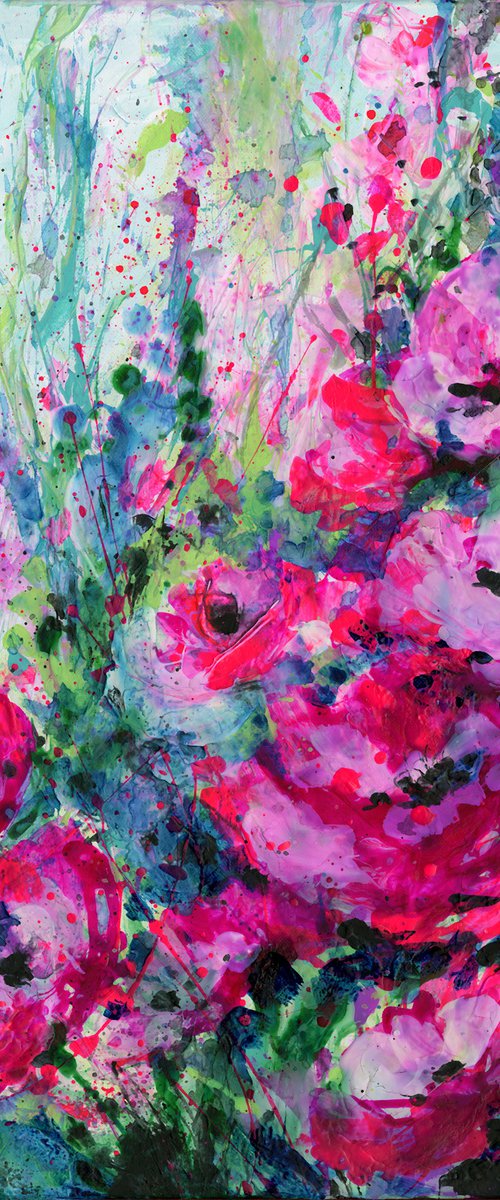 Meadow Of Pink - Flower Painting  by Kathy Morton Stanion by Kathy Morton Stanion