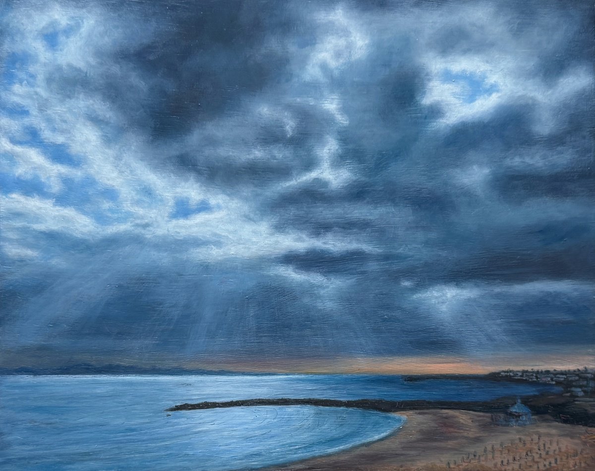 Impressionistic Landscape Oil Painting By Diana Sandetskaya, 10 X 8, Lanzarote, Setting Sun, Original Artwork