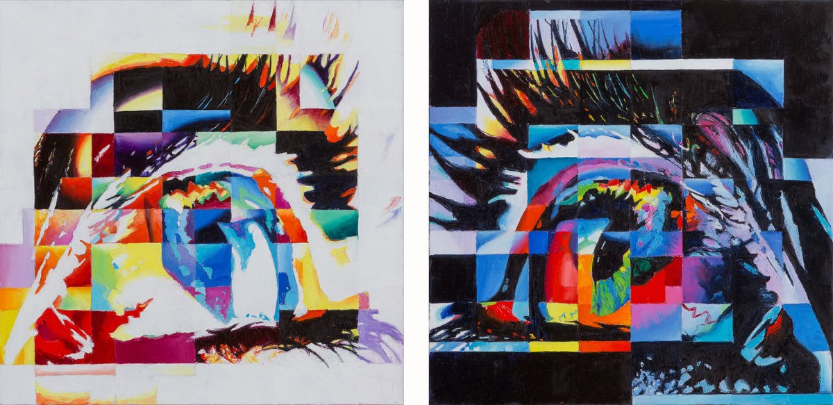 Urban And Pop Portrait Oil Painting By Assunta Cassa, 31 X 16, Different, Original Artwork