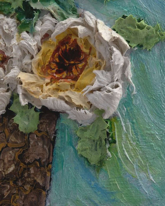 Golden Floral Relief 3D