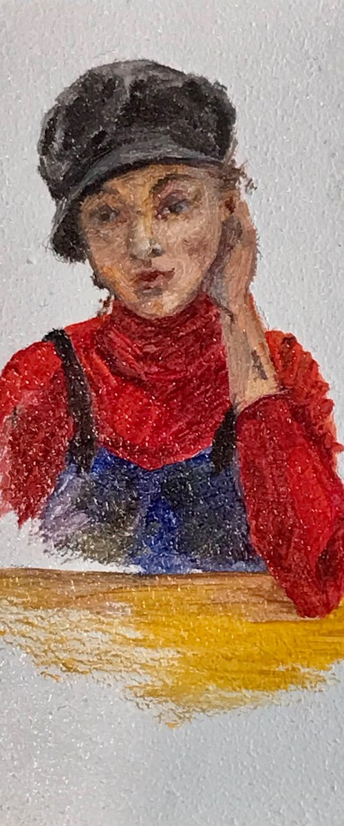 girl portrait in a cafe collection by Marina Deryagina