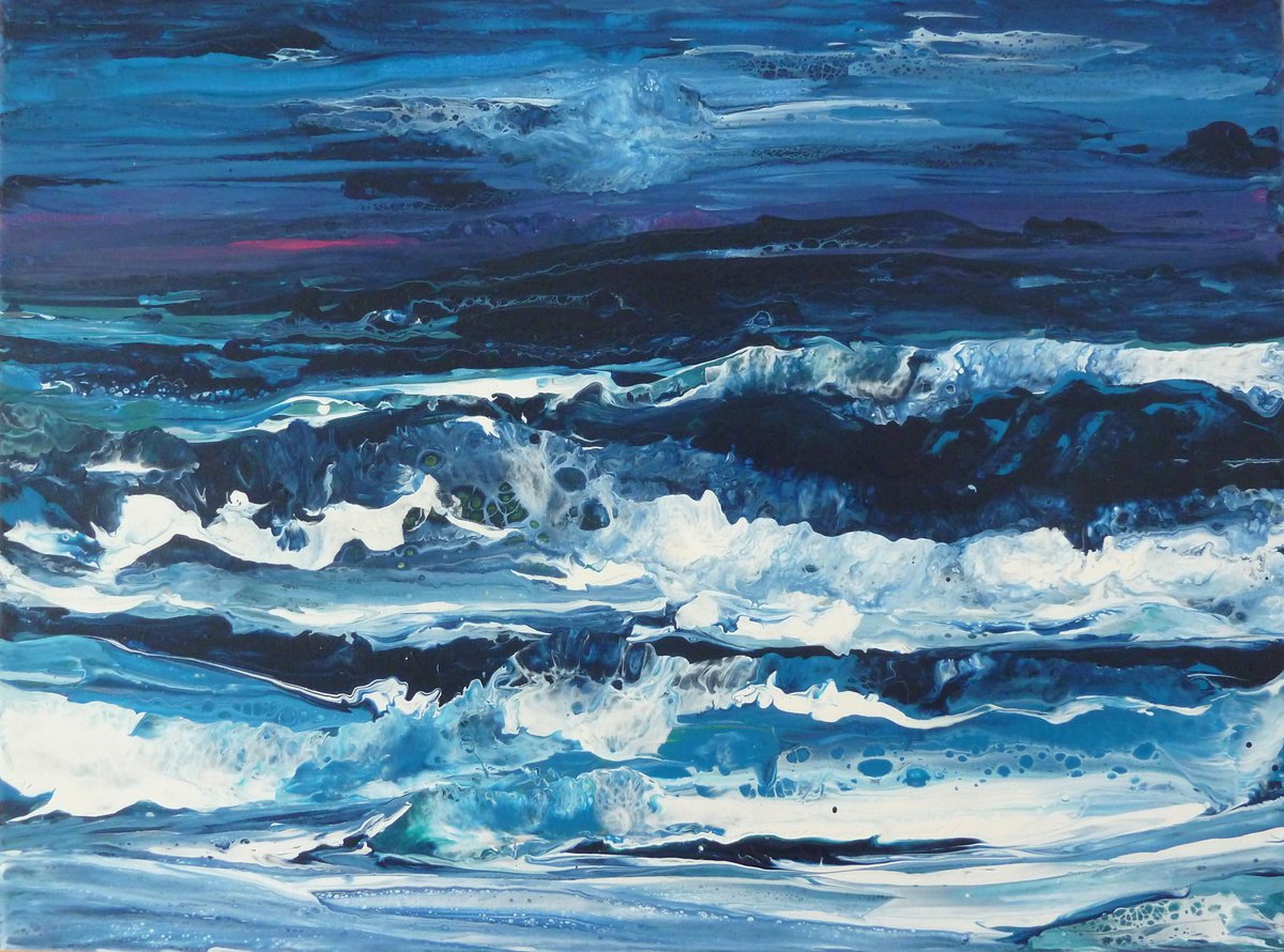 Acrylic Seascape (2) by Linda Monk