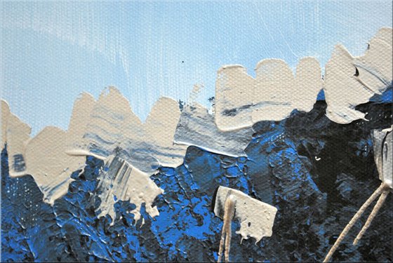 Phantasia - abstract acrylic painting blue canvas wall art textured painting ready to hang