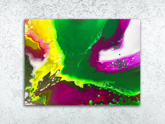 "Hooked On A Feeling" - Original Abstract PMS Fluid Acrylic Painting, 24 x 18 inches