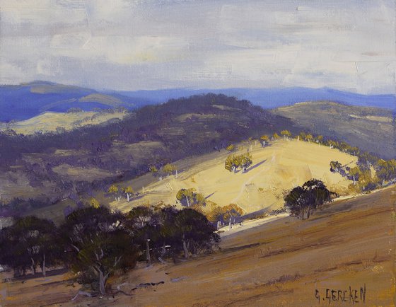 Sunlit Hilly Landscape