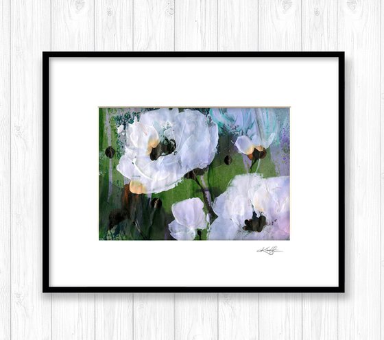 Abstract Floral Collection 2 - 3 Flower Paintings in mats by Kathy Morton Stanion