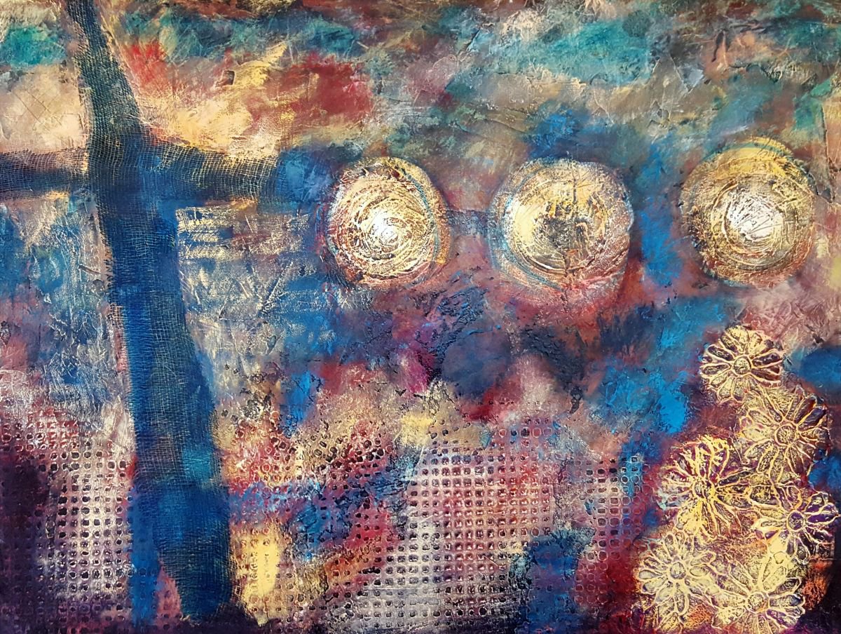 Abstract Oil Painting By Cathy Maiorano, 24 X 18, We Had A Vision, Original Artwork