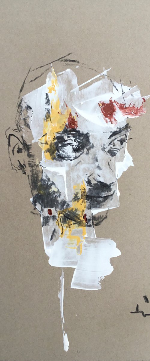 Portrait On Cardboard 1 by Dominique Dève