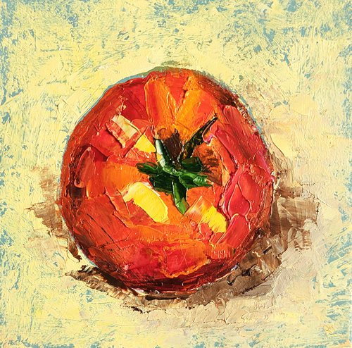 Tomato Painting Original Art Vegetable Artwork Impasto Food Wall Art Small Oil Painting by Yulia Berseneva
