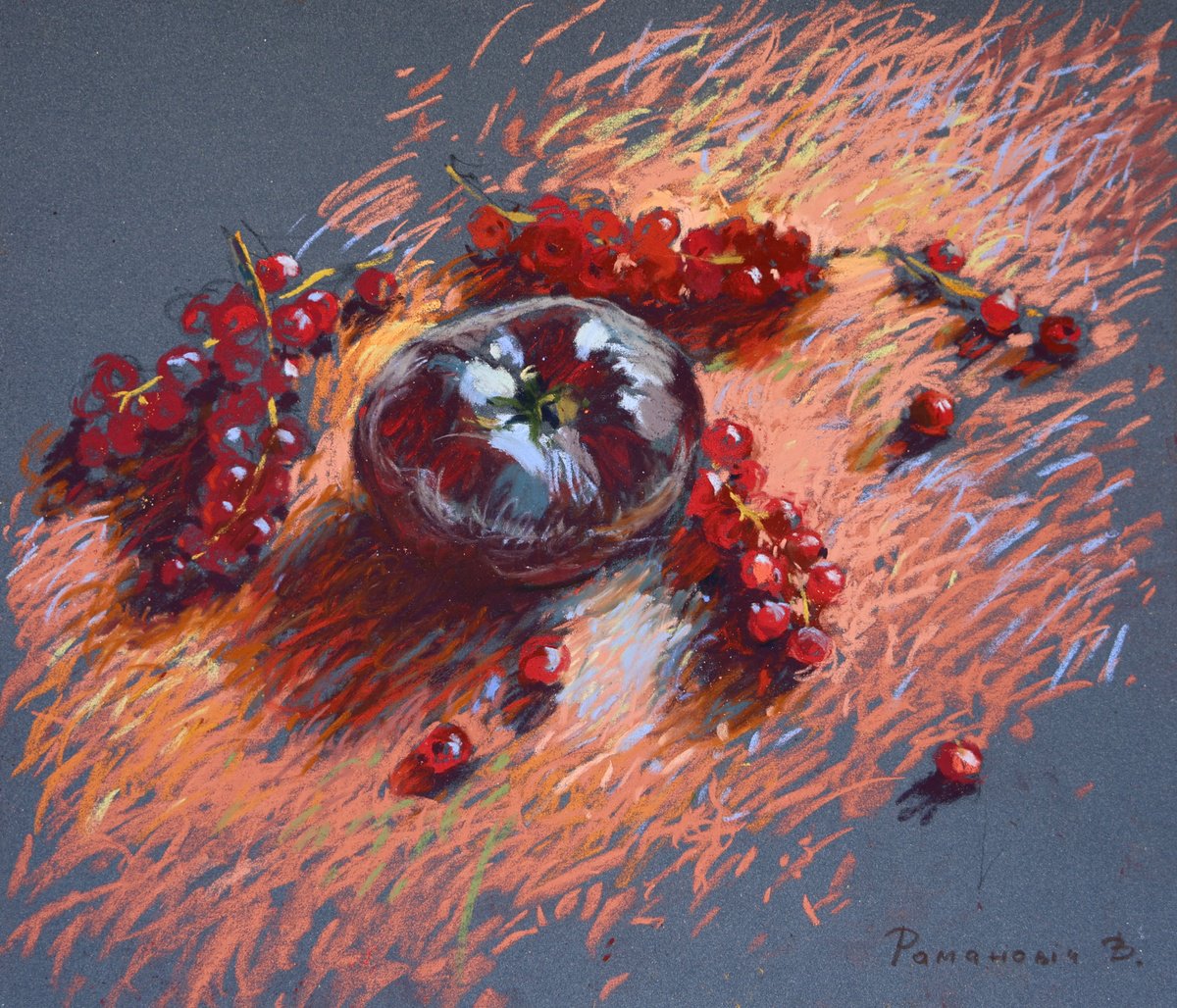 Impressionistic Pastel Drawing , Still Life In Red Tones By Victoria Ramanovich, 14 X 12, Artwork For Sale On Artfinder