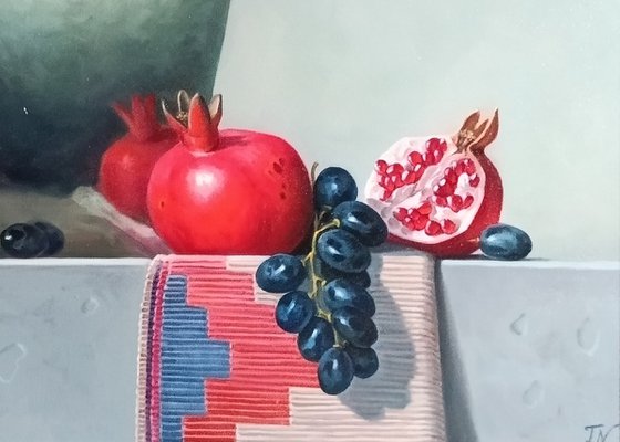 Still life with pomegranates