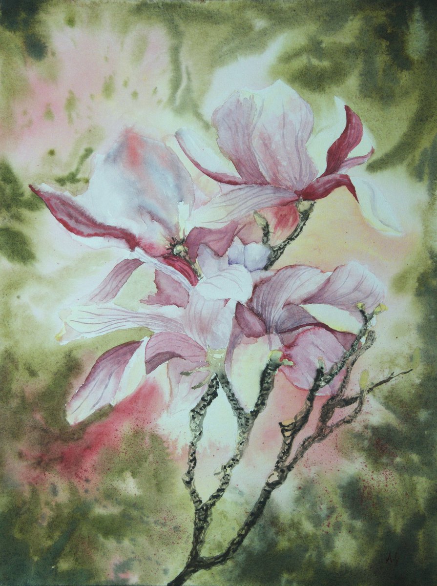 Impressionistic Botanical Watercolour By Aneta Gajos, 12 X 16, Vibrant, Original Artwork