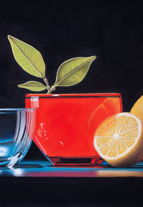 Glass Bowls, Twig and Lemons