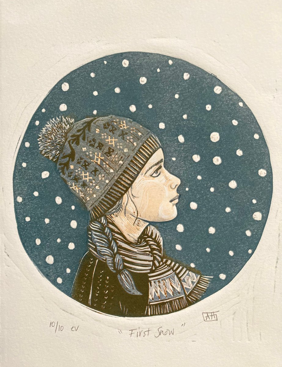 First Snow (Night Time) by Alison  Headley
