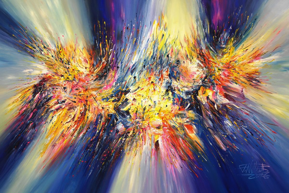 Abstract Acrylic Painting By Peter Nottrott, 61 X 39", Intermezzo Blue D 2, Original Artwork