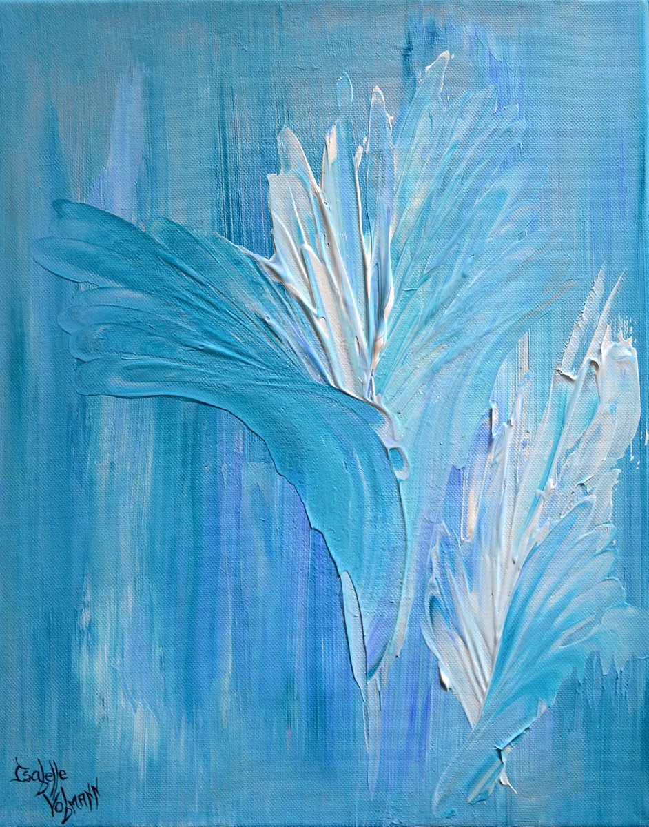 Pure - Isabelle Vobmann  - abstract - home decor - ready to hang -   blue white by Isabelle Vobmann