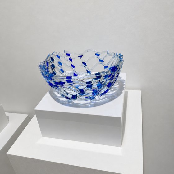 Blue Fused Glass Bowl