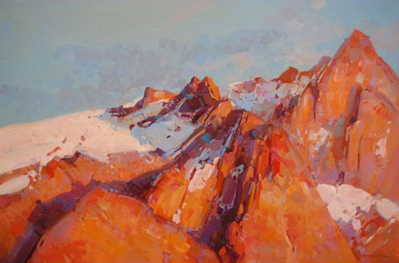 Glacier Mountain, Landscape, Original oil painting, One of a kind, Signed with Certificate of Authenticity