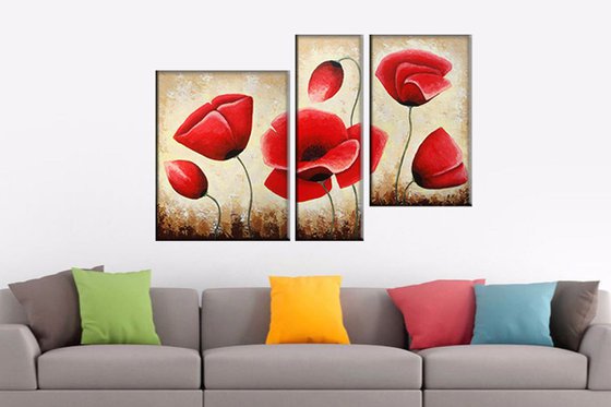 Red Poppies(40x50 20x60 30x50cm, acrylic painting, ready to hang)