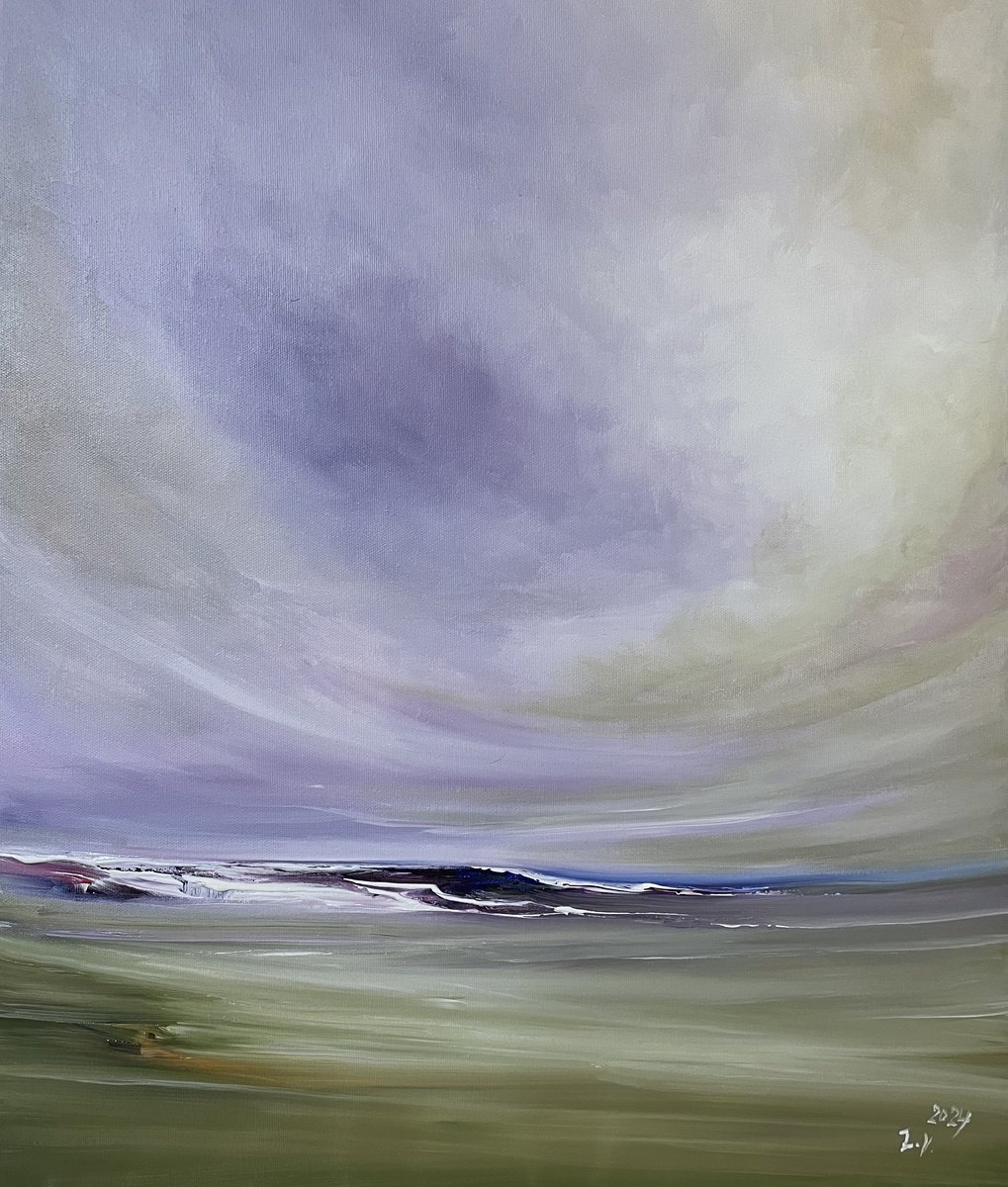 Impressionistic Landscape Acrylic Painting By Timea Valsami, 20 X 24", Dream Horizon, Original Artwork