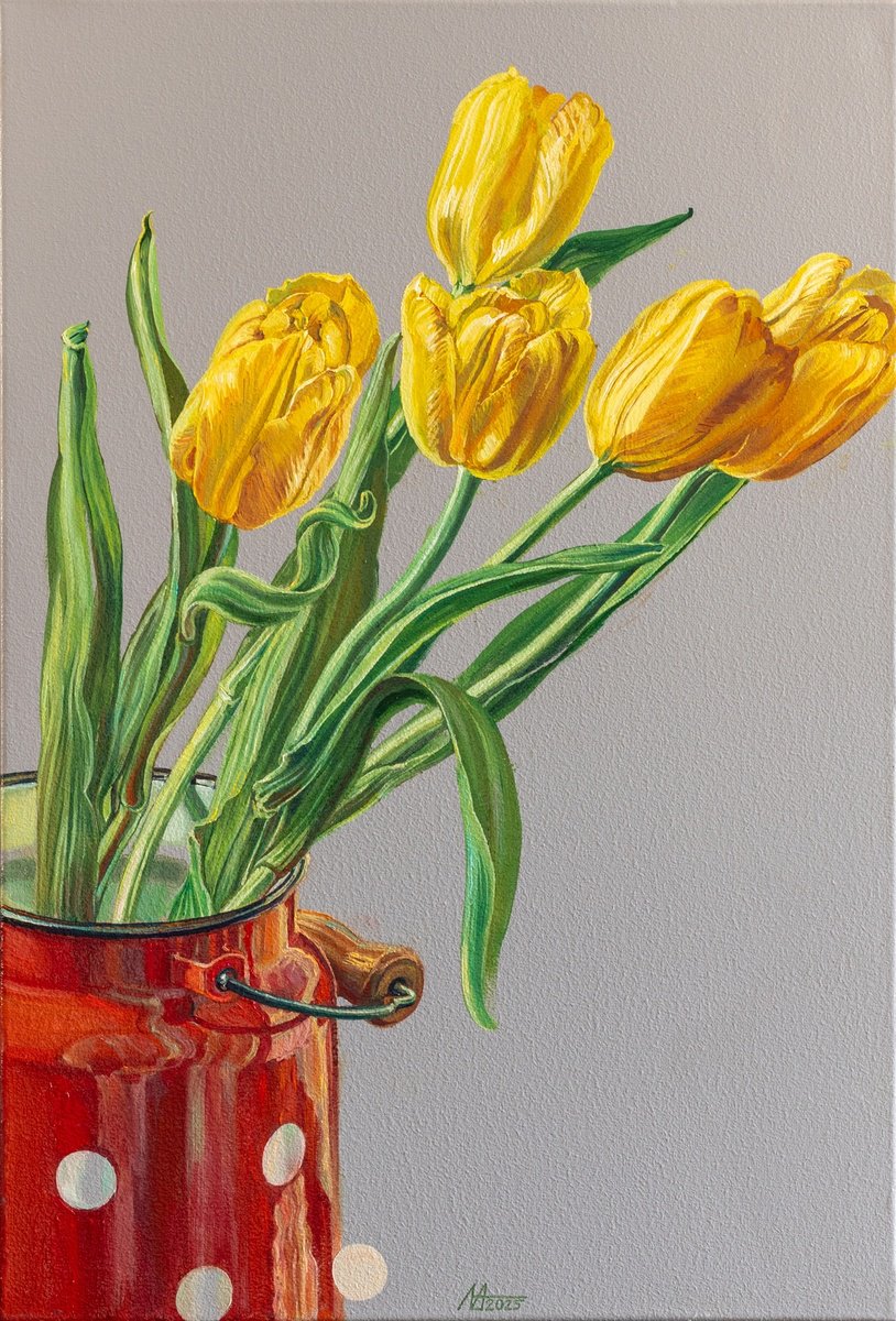 Photorealistic Still Life Oil Painting By Alona Lesnichenko, 16 X 24, Ladybug, Original Artwork