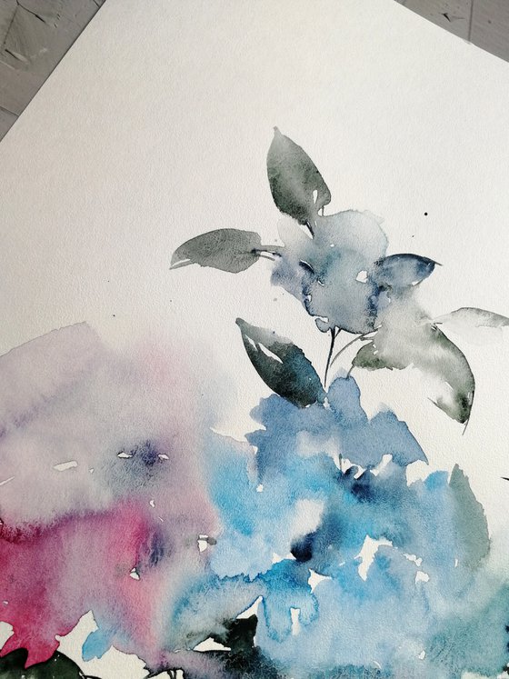 Hydrangea flowers painting