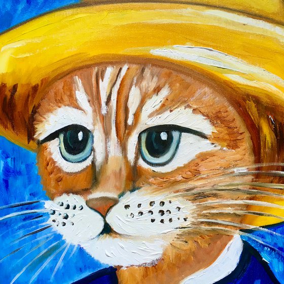 Cute Cat La Vincent Van Gogh inspired by famous self-portrait Present idea  for cat lovers