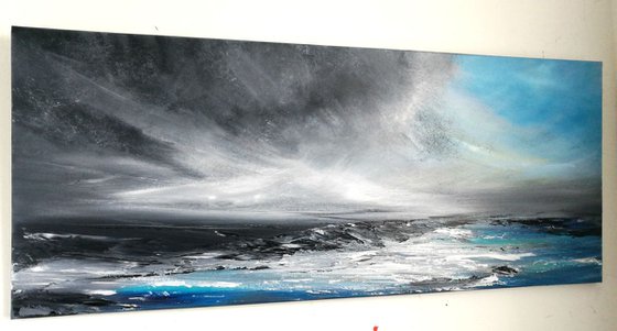 Seascape, Come Rain or Shine  - Panoramic, XL, Modern Art Office Decor Home