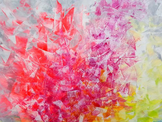 Frozen in time - XL colorful floral abstract painting