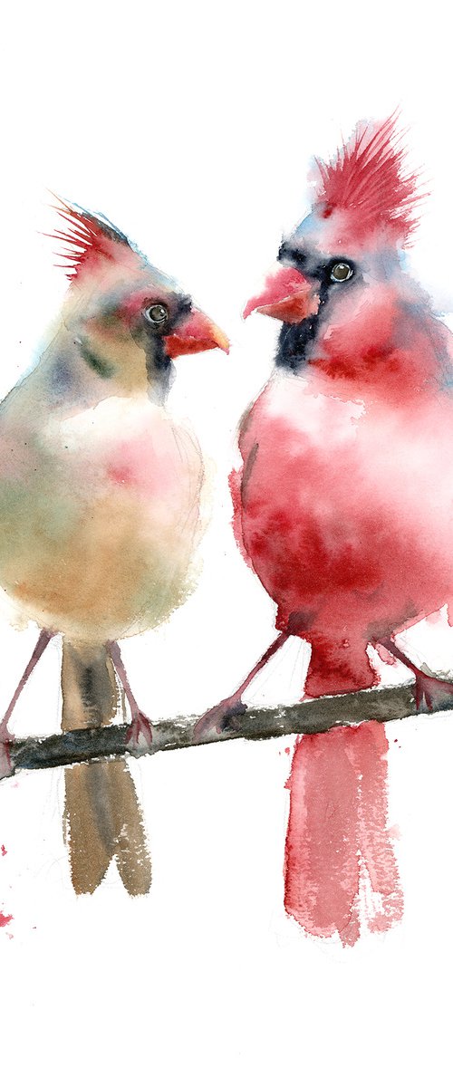 Two Cardinals on a branch by Olga Tchefranov (Shefranov)