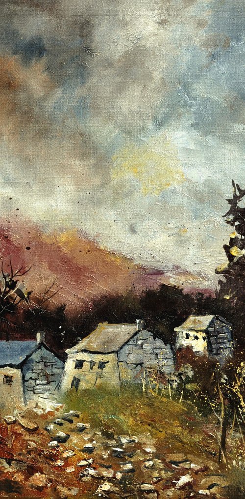 A few houses in rural scenery by Pol Henry Ledent