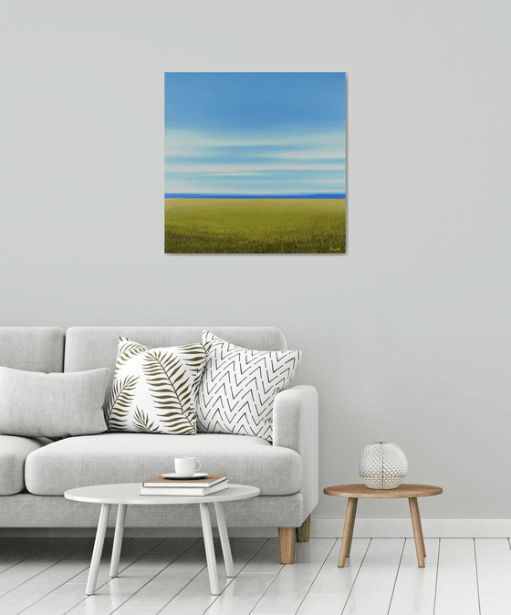 Grassy Field - Blue Sky Contemporary Landscape