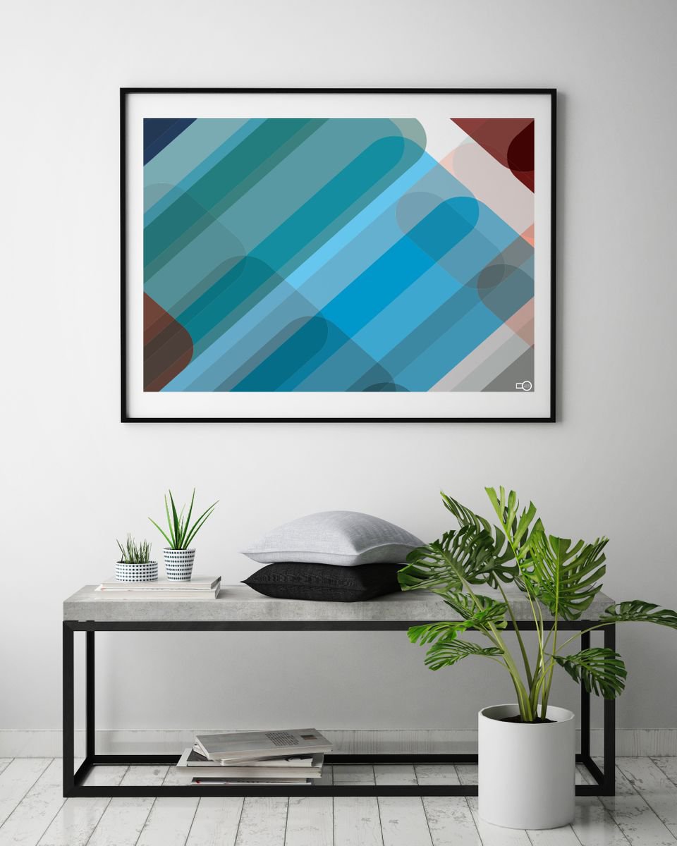 Geometric Abstract Giclee Print By Leigh Bagley, 39 X 28", Wallace, Original Artwork