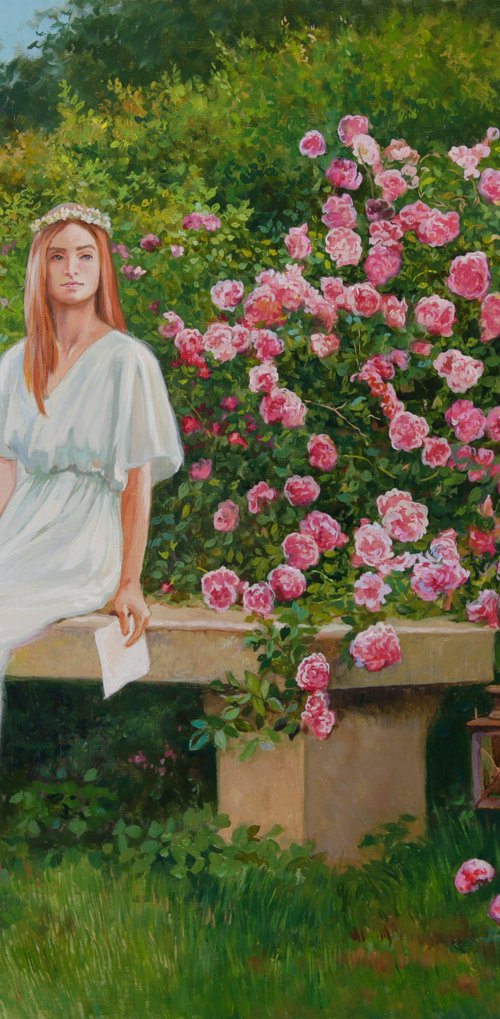 Girl and roses by Eduard Panov