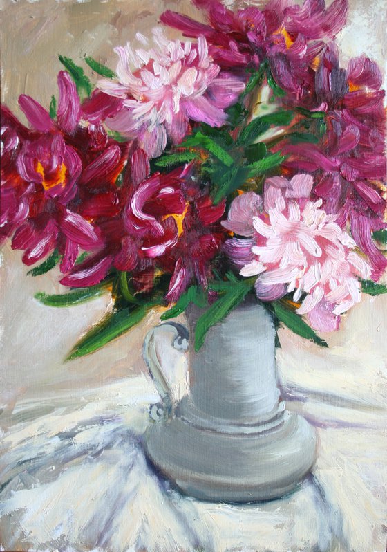 Peonies in Vase II /  ORIGINAL PAINTING