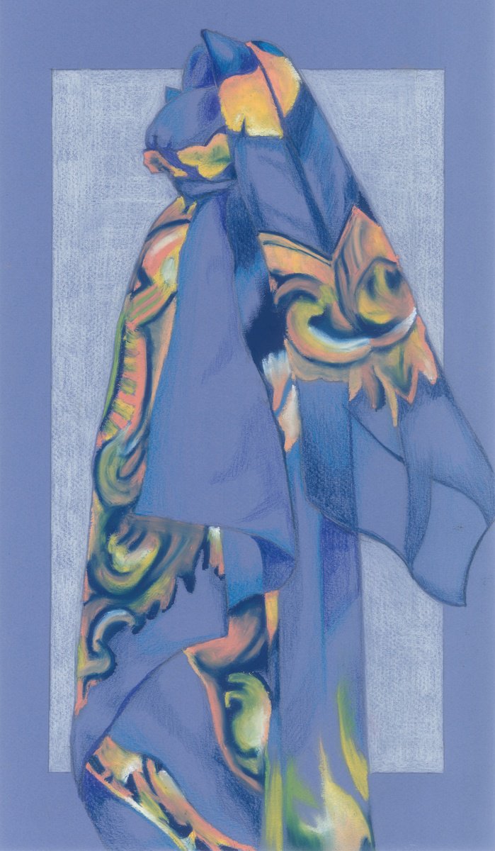 Illustrative Pastel Drawing , Scarf Two By Kristine Facchetti, 10 X 17, Artwork For Sale On Artfinder