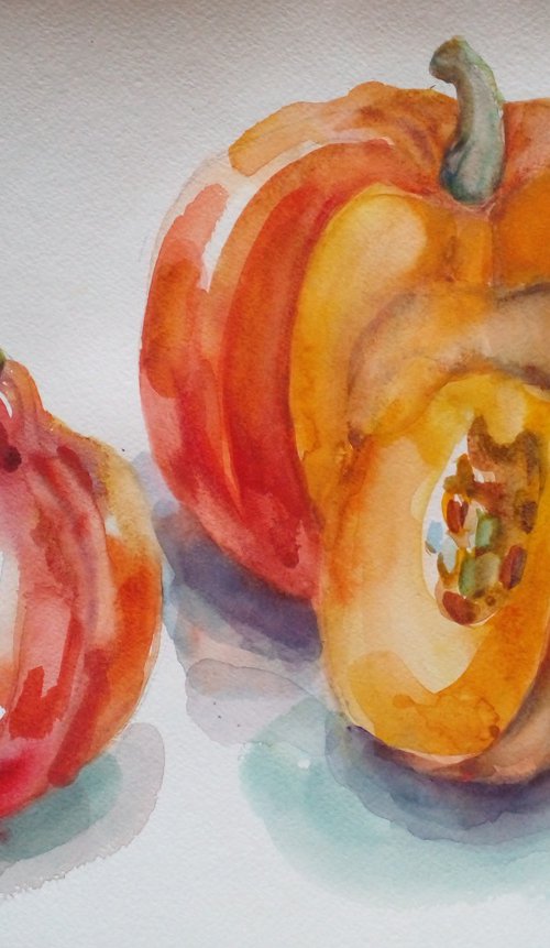 Still life with pumpkins by Oxana Raduga
