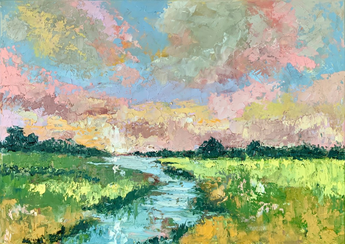 Sunset Over Everglades Waters By Alexandra Jagoda (Ovcharenko), 28 X 20, Artwork For Sale On Artfinder