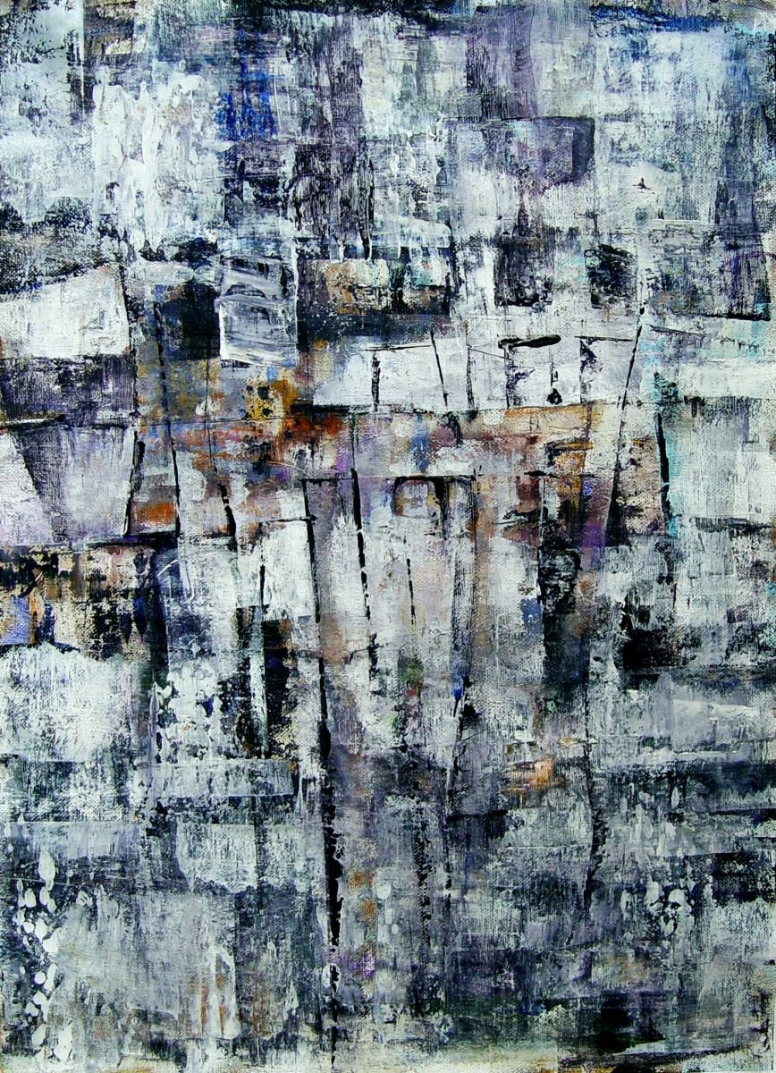 Expressive Abstract Acrylic Painting By Radek Smach, 17 X 24", Abstract Composition Af556, Original Artwork