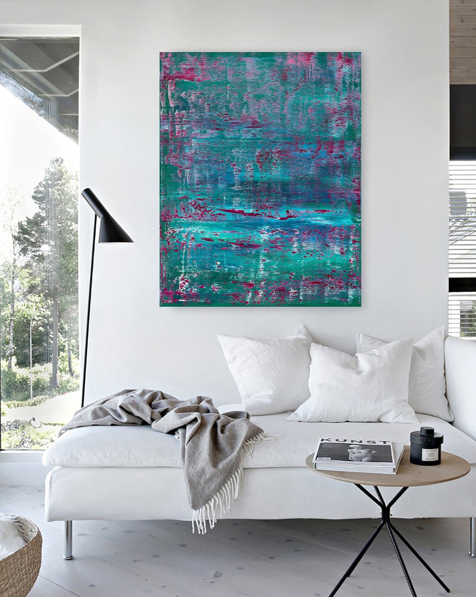 Abstract Oil Painting By Nataliia Sydorova, 37 X 47", Forest Mystery, Original Artwork