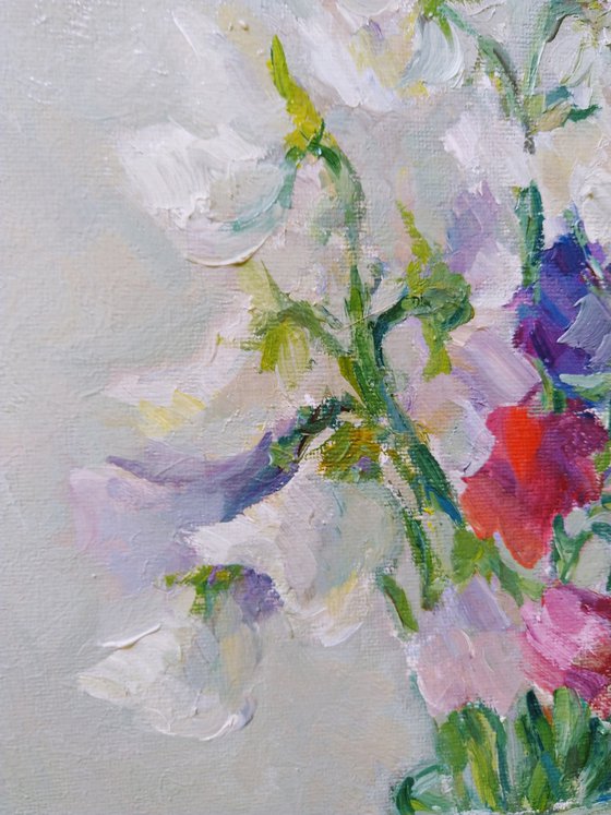 Sweet pea 30 x 40 cm. Original oil painting 2021