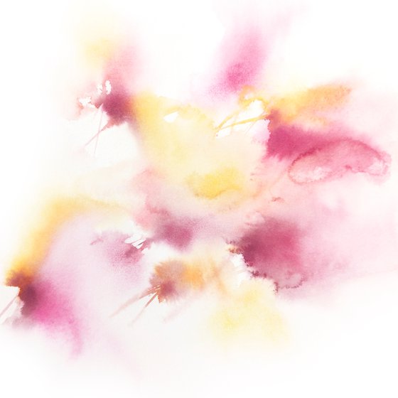 Abstract watercolor floral painting "Summer melody"