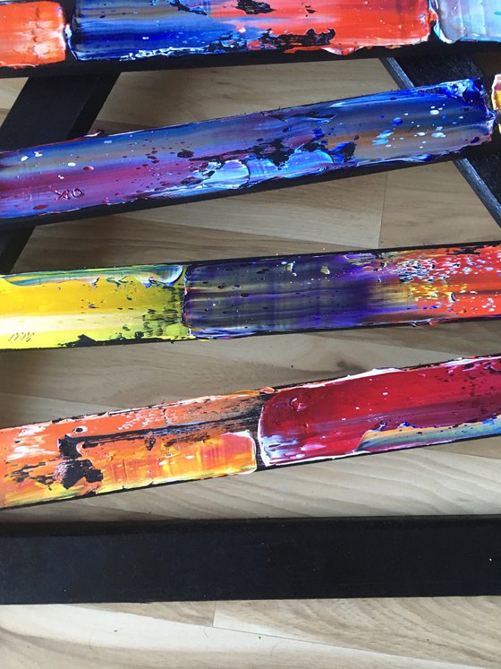 "This Painting Will Save Your Life" - Original PMS Mixed Media Assemblage Sculptural Painting on Wood, - 33 x 28 inches