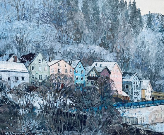 Colourful houses in the foot of the mountains